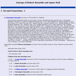 Lineage of Robert Reynolds and Agnes Hall