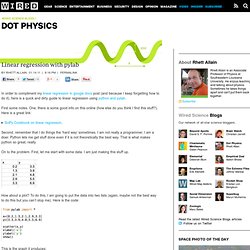 Linear regression with pylab