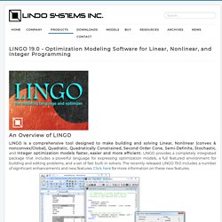 LINGO and optimization modeling