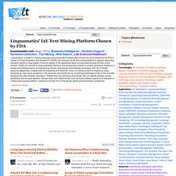 Linguamatics' I2E Text Mining Platform Chosen by FDA - businesswire.com