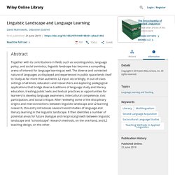 Linguistic Landscape and Language Learning - Malinowski - - Major Reference Works