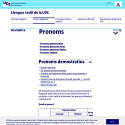Pronoms - Servei Lingüístic - Universitat Oberta de Catalunya (UOC)
