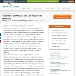 Lingüística Contrastiva Y Su Utilidad Para El Traductor - Investigaciones - Ferbee17