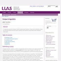 Corpus Linguistics