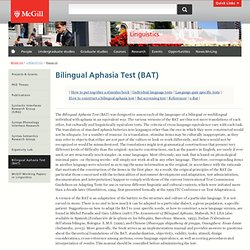 Bilingual Aphasia Test (BAT)