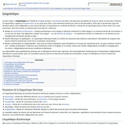 Linguistique: Toutes les Informations sur Linguistique sur encyclopedie-enligne.com