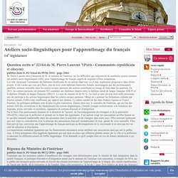 Ateliers socio-linguistiques pour l'apprentissage du français - Sénat