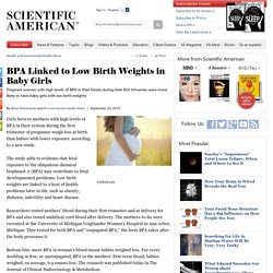 BPA Linked to Low Birth Weights in Baby Girls