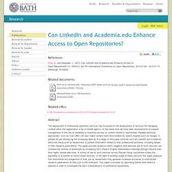 Can LinkedIn and Academic.edu Enhance Access to Open Repositories?