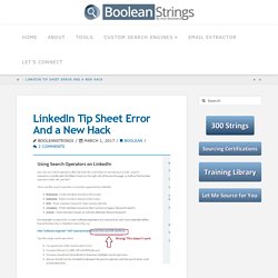 LinkedIn Tip Sheet Error And a New Hack