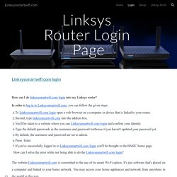 Linksyssmartwifi.com - Login