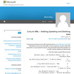 Linq to XML - Adding,Updating and Deleting data - Maor