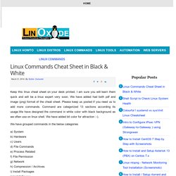 Linux Commands Cheat Sheet in Black & White