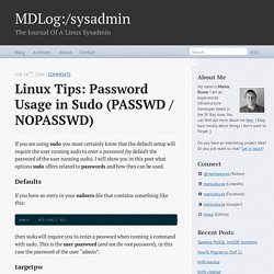 Linux Tips: Password usage in sudo (PASSWD / NOPASSWD)
