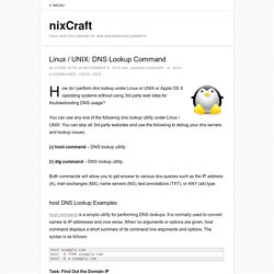 Linux / UNIX: DNS Lookup Command