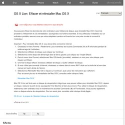 OS X Lion: Effacer et réinstaller Mac OS X