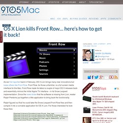 OS X Lion kills Front Row… here’s how to get it back!