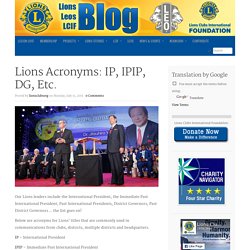 Lions Acronyms: IP, IPIP, DG, Etc. : The Lions Blog