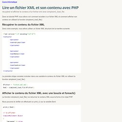Lire un fichier XML et son contenu avec PHP