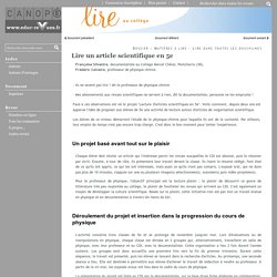 Lire un article scientifique en 5e