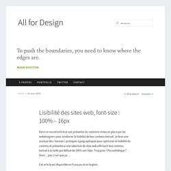 Lisibilité des sites web, font-size : 100% – 16px
