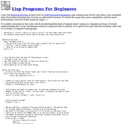 Lisp Programs For Beginners