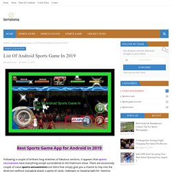 List Of Android Sports Game In 2019