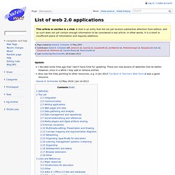 List of web 2.0 applications