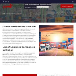 List of Logistics companies in Dubai, UAE