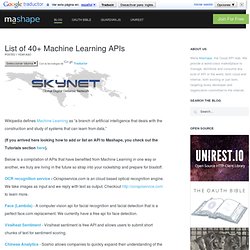 List of 40+ Machine Learning APIs