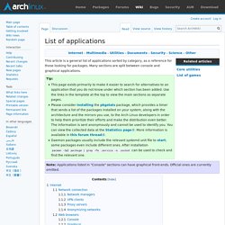 List of applications