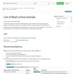 List of Bash online-tutorials