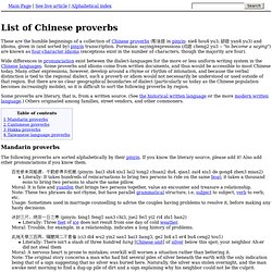 List of Chinese proverbs