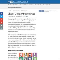 List of Gender Stereotypes