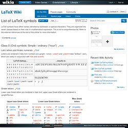 List of LaTeX symbols - LaTeX Wiki