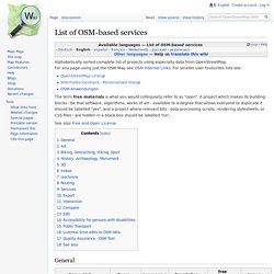 List of OSM based Services