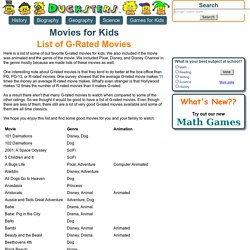 List of G-Rated Movies for Kids