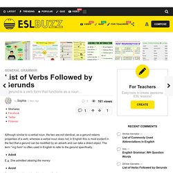 List of Verbs Followed by Gerunds