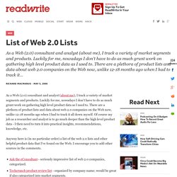 List of Web 2.0 Lists