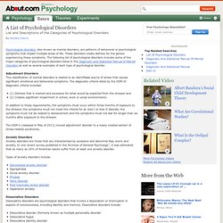 List of Psychological Disorders - A List of Psychological Disorders