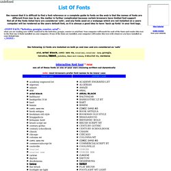 list of safe fonts for use on a html webpage