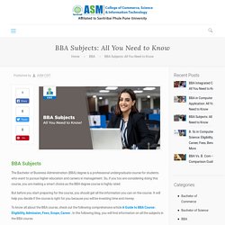 List of the BBA Syllabus & Subjects