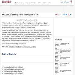 List of RTA Traffic Fines in Dubai (2019)