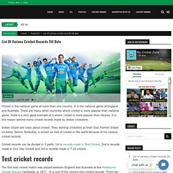 List of various cricket records till date