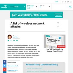A list of wireless network attacks