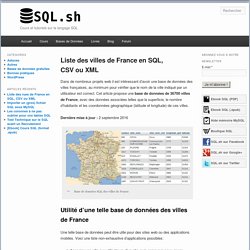 Liste des villes de France en SQL, CSV ou XML
