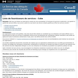 Liste de fournisseurs de services - Cuba