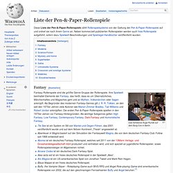 Liste der Pen-&-Paper-Rollenspiele