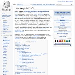 Catégories UICN (Union internationale pour la conservation de la nature)- liste rouge