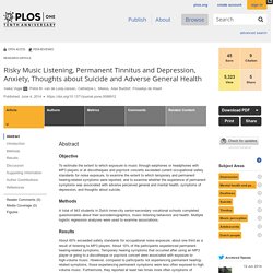 Risky Music Listening, Permanent Tinnitus and Depression, Anxiety, Thoughts about Suicide and Adverse General Health